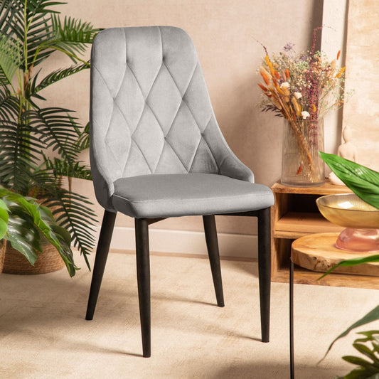 Louis Quilter Velour Grey Chair 55x50x56 cm