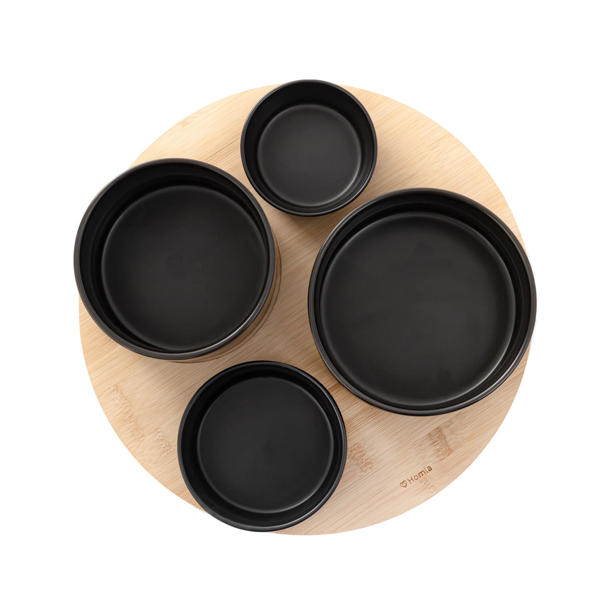 YIFAN Set of 5 Black Stoneware Serving Bowls 33 cm