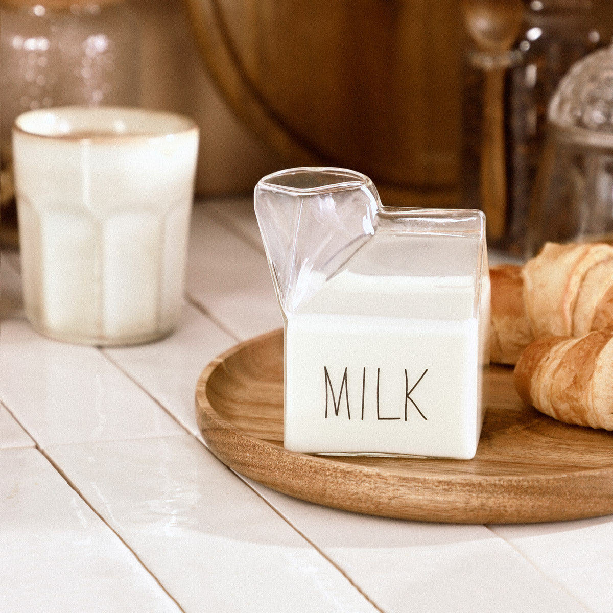 MILKI Glass Creamer 350ml - Durable Borosilicate Milk Server