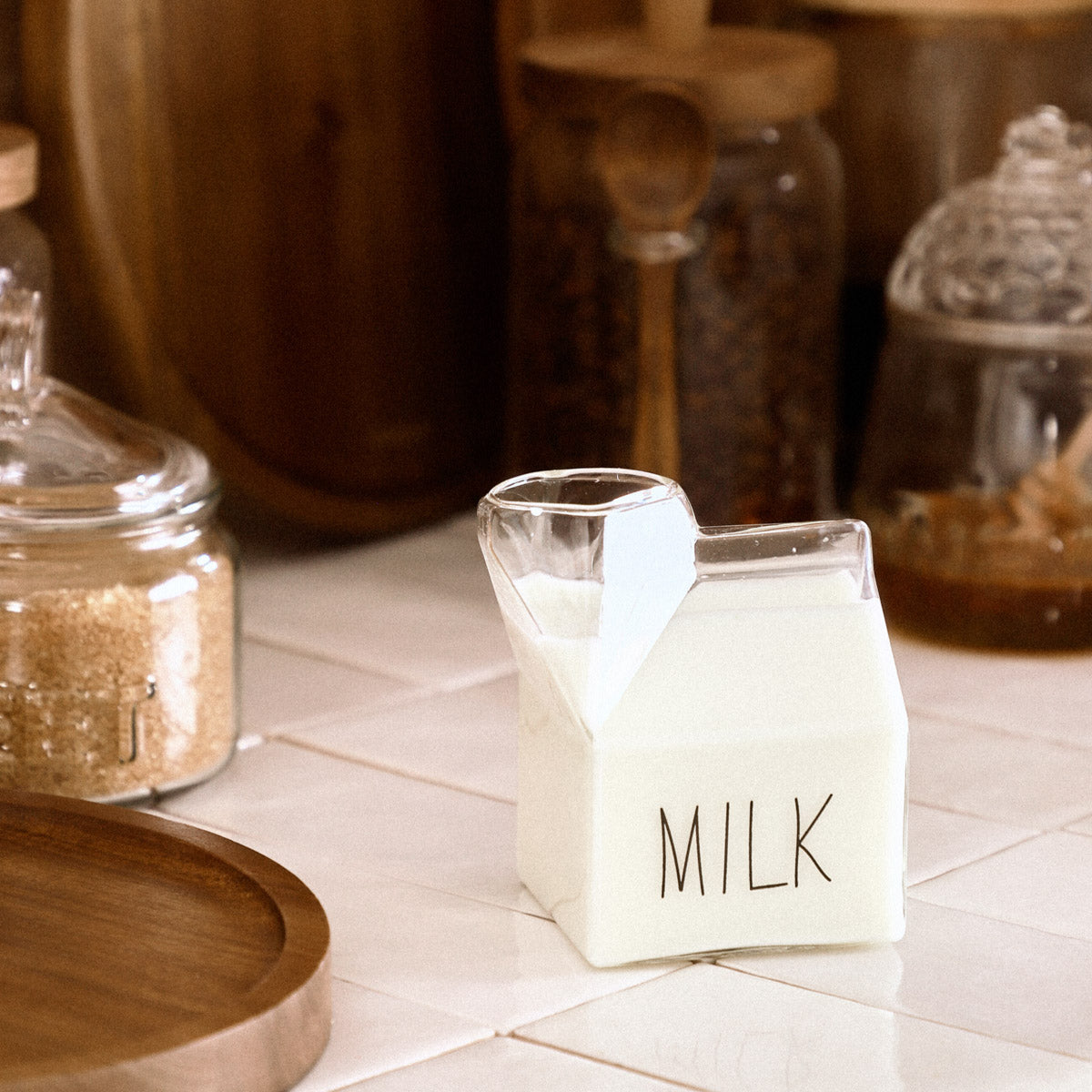 MILKI Glass Creamer 350ml - Durable Borosilicate Milk Server