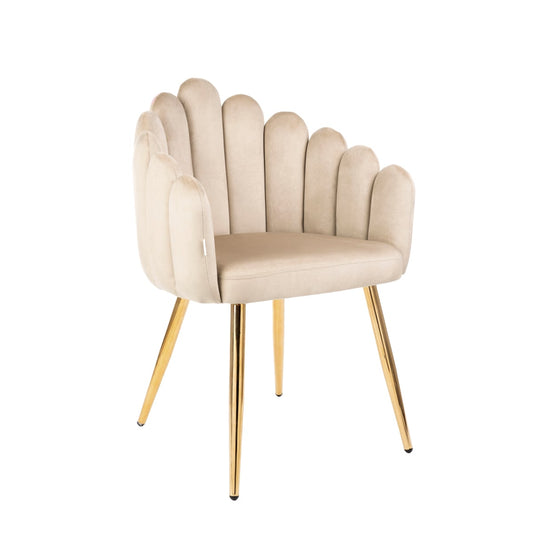 Armchair LANA Velour Beige 56x55x83 cm Handmade Comfort
