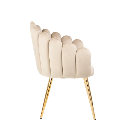 Armchair LANA Velour Beige 56x55x83 cm Handmade Comfort
