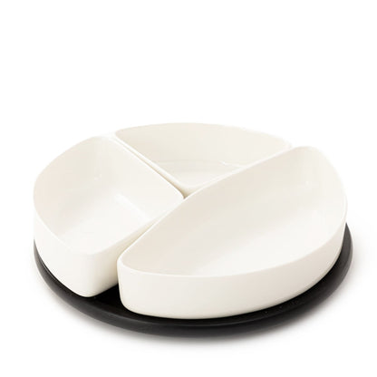 FELKO Ceramic Serving Platter with White Bowls 28cm
