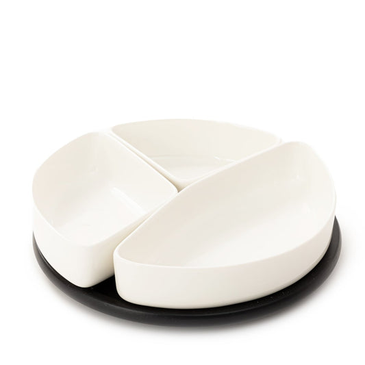 FELKO Ceramic Serving Platter with White Bowls 28cm