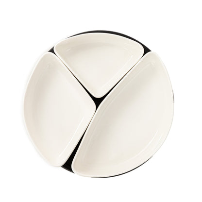 FELKO Ceramic Serving Platter with White Bowls 28cm