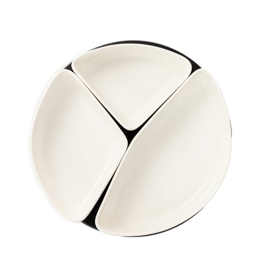 FELKO Ceramic Serving Platter with White Bowls 28cm