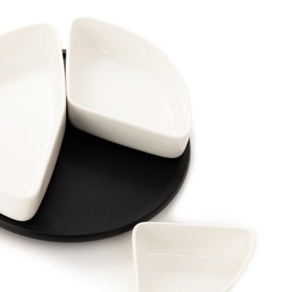 FELKO Ceramic Serving Platter with White Bowls 28cm