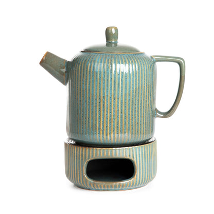 Mirande Green Ceramic Pitcher with Warmer 0.95L