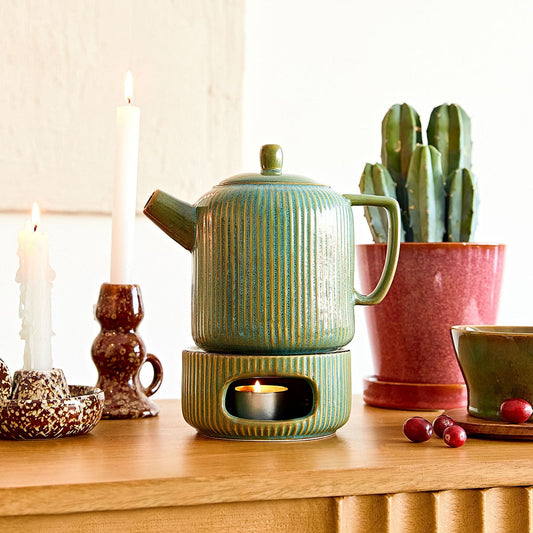 Mirande Green Ceramic Pitcher with Warmer 0.95L