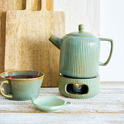 Mirande Green Ceramic Pitcher with Warmer 0.95L