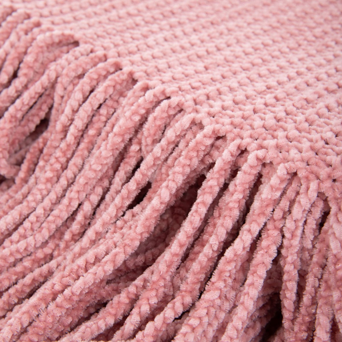 CHENILLE Pink Blanket 130x170 cm Soft Warm Polyester Throw