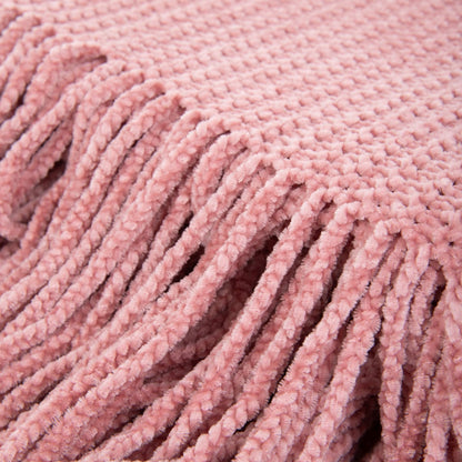 CHENILLE Pink Blanket 130x170 cm Soft Warm Polyester Throw