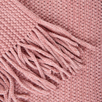 CHENILLE Pink Blanket 130x170 cm Soft Warm Polyester Throw