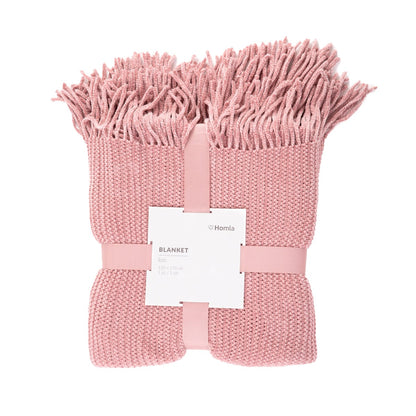 CHENILLE Pink Blanket 130x170 cm Soft Warm Polyester Throw