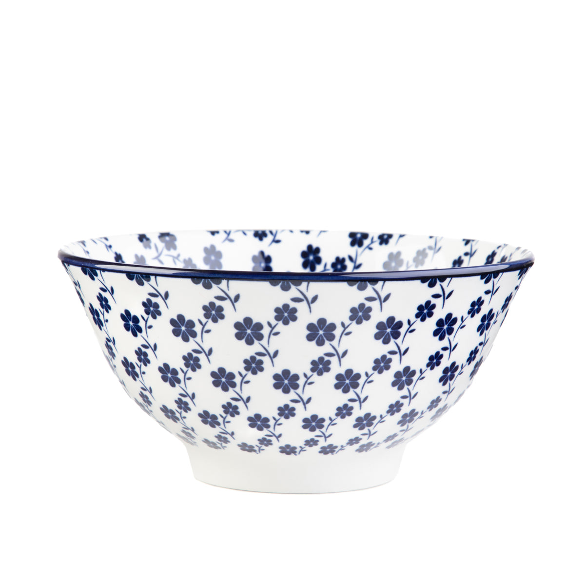 NAVIA Navy Blue Floral Ceramic Bowl 16 cm