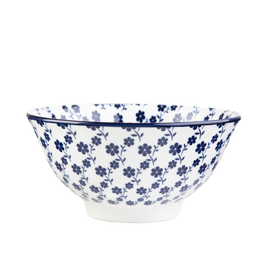 NAVIA Navy Blue Floral Ceramic Bowl 16 cm