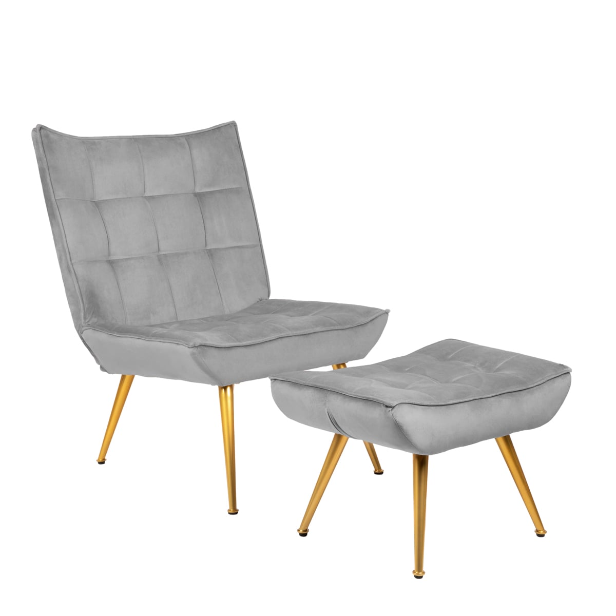Armchair VINNIS with Footrest Grey 96x69x82 cm