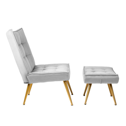 Armchair VINNIS with Footrest Grey 96x69x82 cm