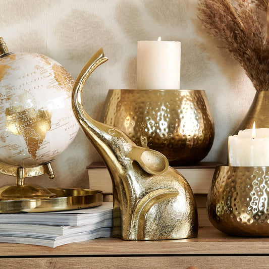GIRONA Golden Elephant Standing Ornament 18x8x25 cm