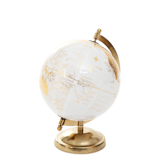 Gold Decorative Globe with Metal Stand - 18x15x25 cm