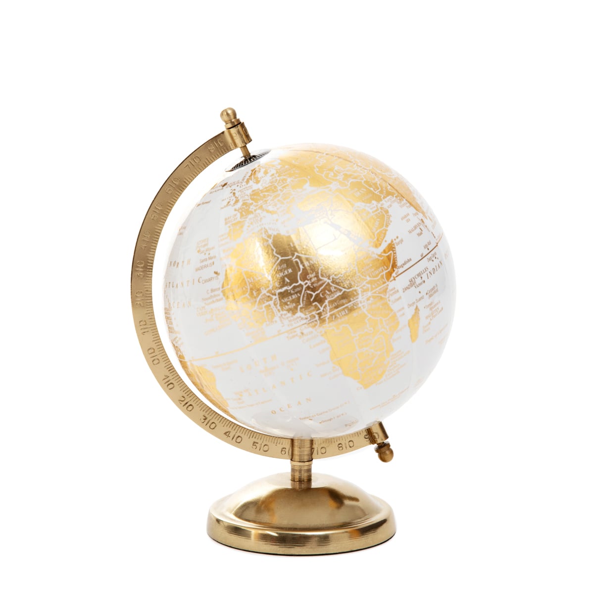 Gold Decorative Globe with Metal Stand - 18x15x25 cm