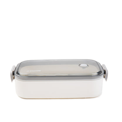 LOENE White Lunchbox 0.75L with Compartments and Utensils