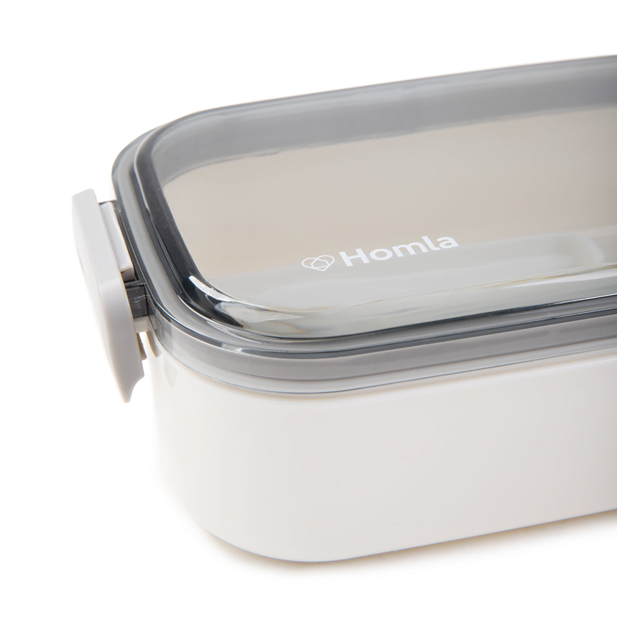 LOENE White Lunchbox 0.75L with Compartments and Utensils