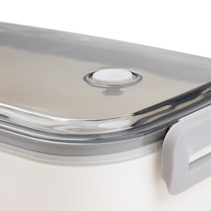 LOENE White Lunchbox 0.75L with Compartments and Utensils