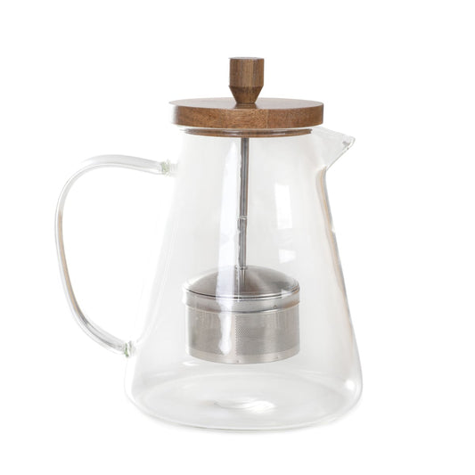 Olivia Green Pitcher with Brewer 1.3L - Glass Jug with Strainer