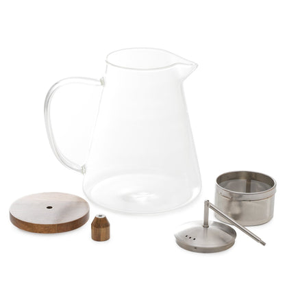 Olivia Green Pitcher with Brewer 1.3L - Glass Jug with Strainer