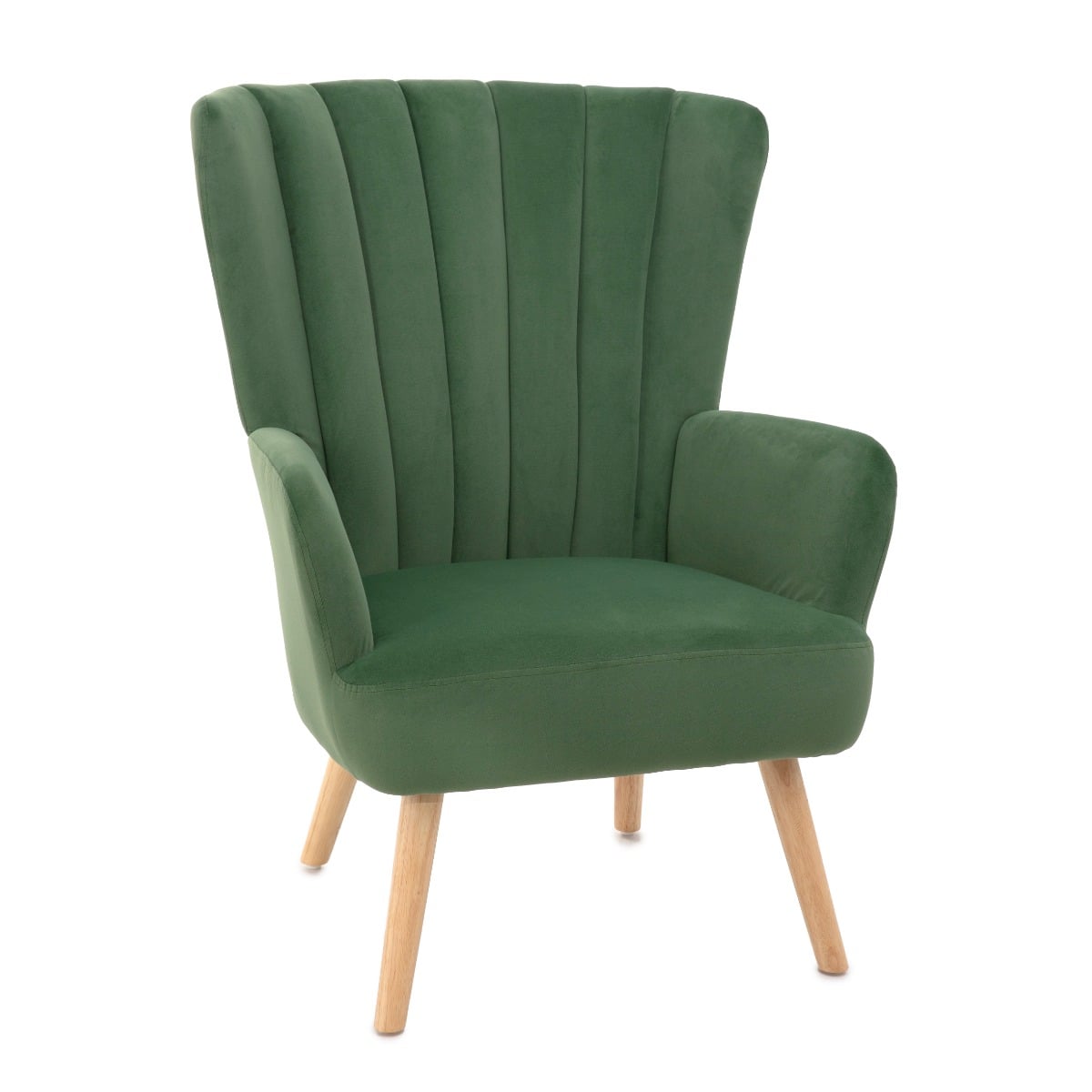 MILLS Green Armchair Upholstered Polyester Velour 42x75x74 cm