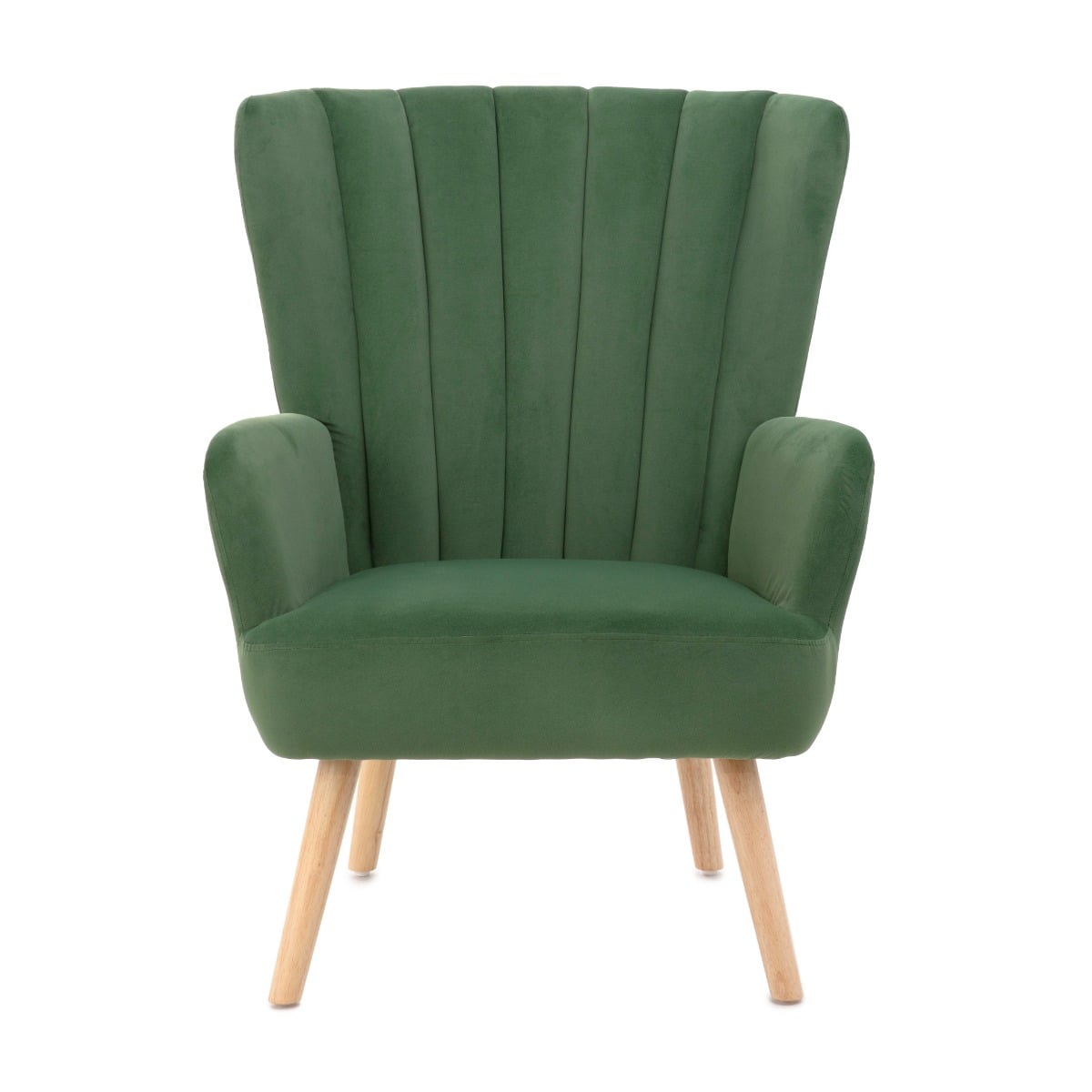 MILLS Green Armchair Upholstered Polyester Velour 42x75x74 cm