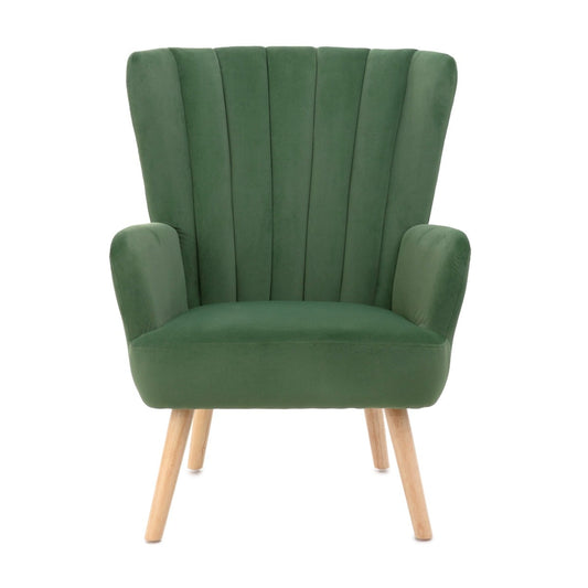 MILLS Green Armchair Upholstered Polyester Velour 42x75x74 cm