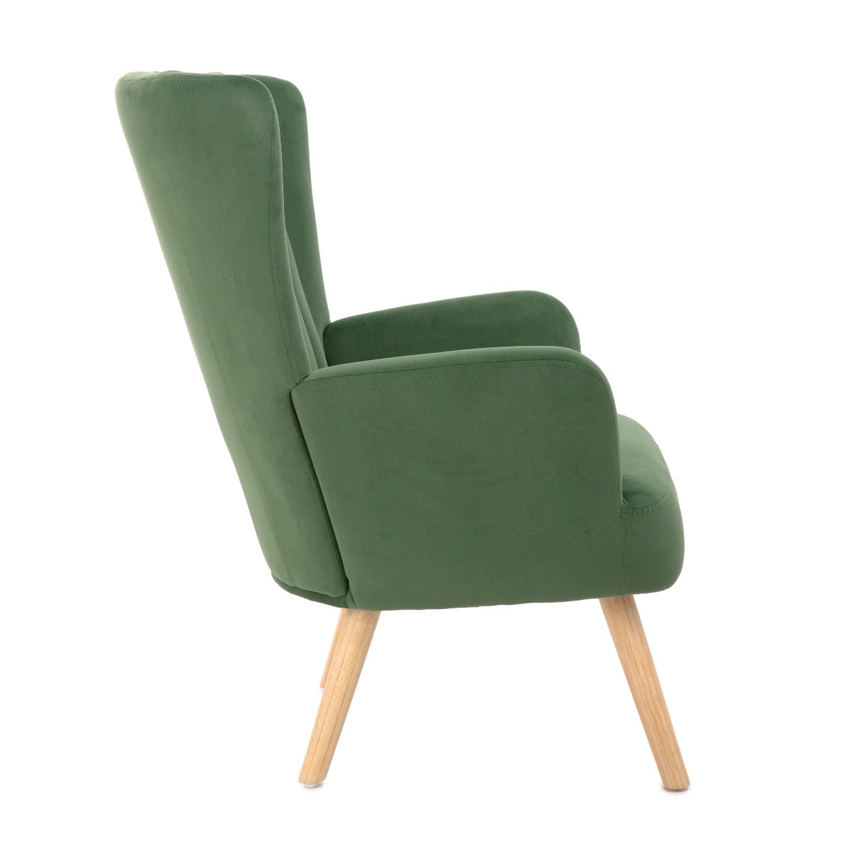 MILLS Green Armchair Upholstered Polyester Velour 42x75x74 cm