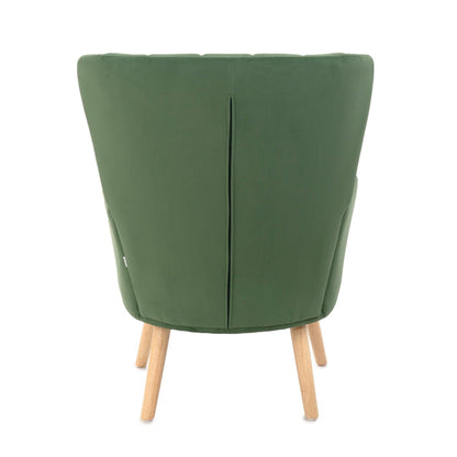 MILLS Green Armchair Upholstered Polyester Velour 42x75x74 cm