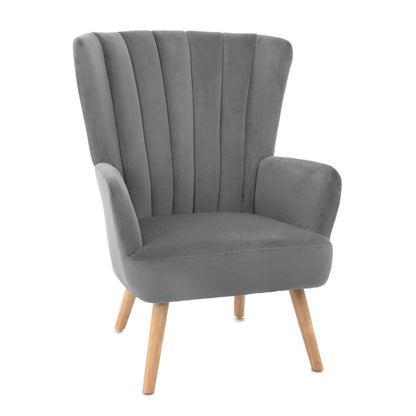 MILLS Grey Armchair with Soft Seat and High Backrest