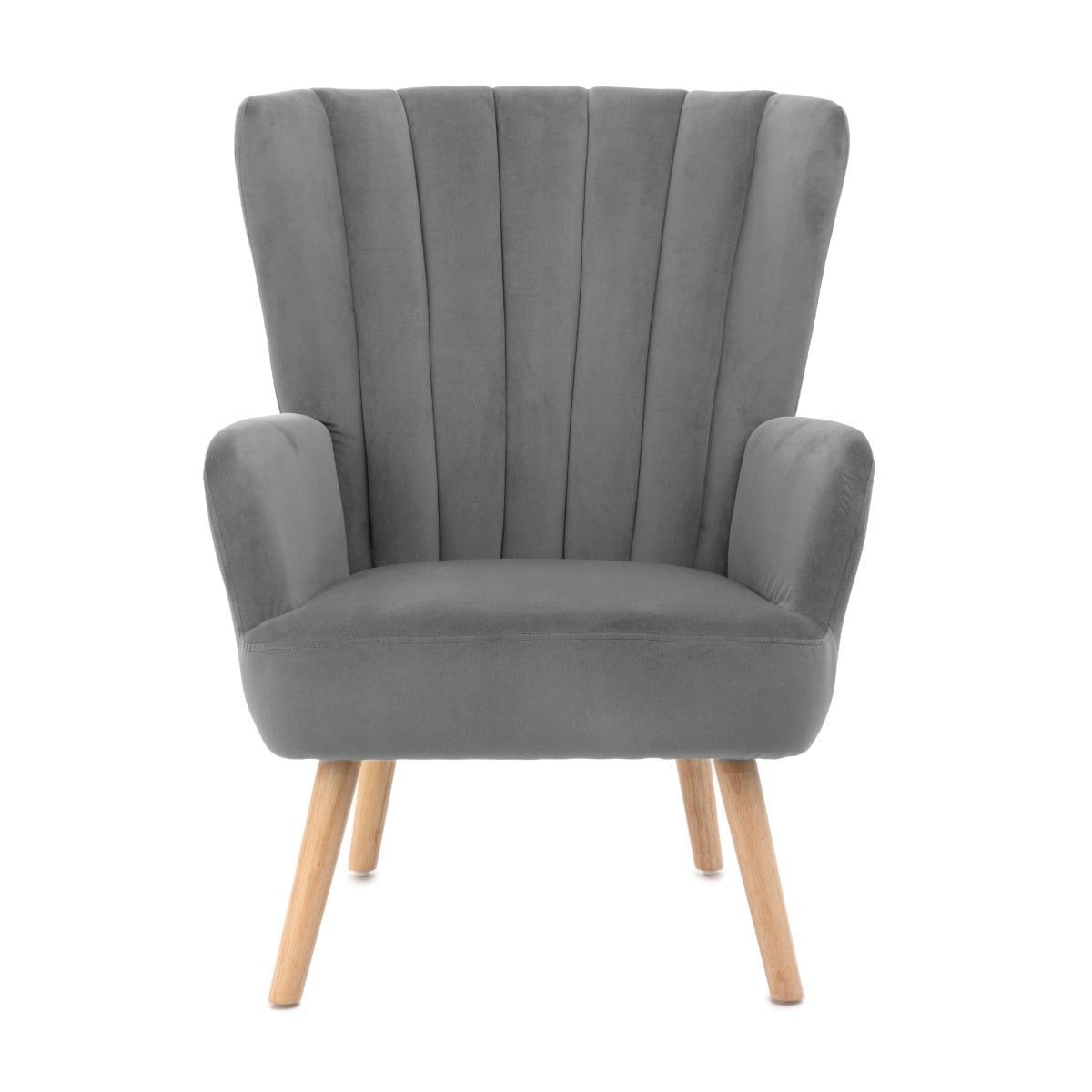 MILLS Grey Armchair with Soft Seat and High Backrest