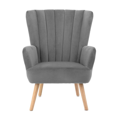 MILLS Grey Armchair with Soft Seat and High Backrest