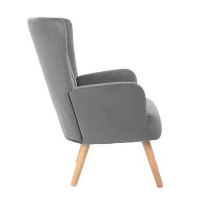 MILLS Grey Armchair with Soft Seat and High Backrest