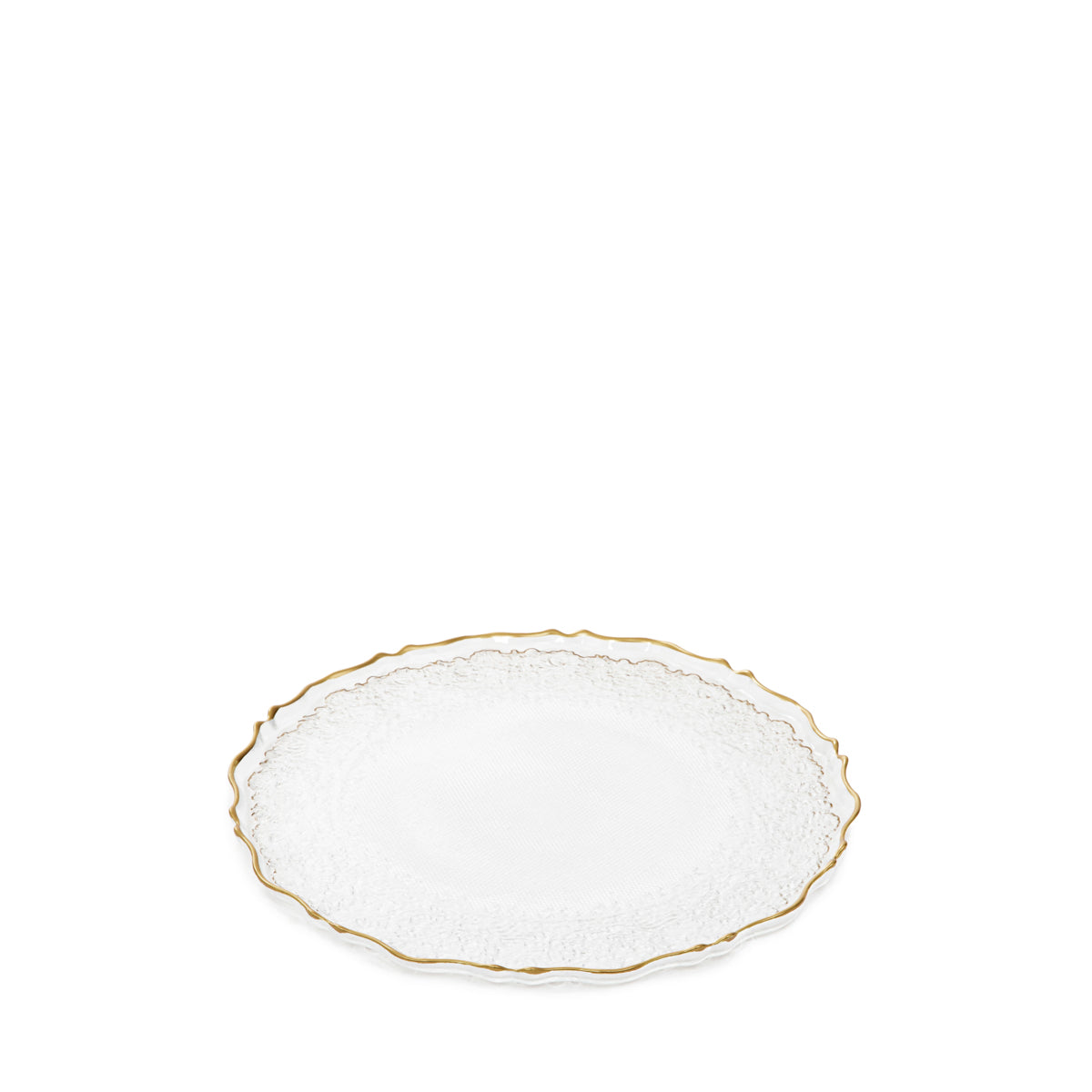 LISALA Glass Serving Plate Transparent with Gold Rim 21 cm