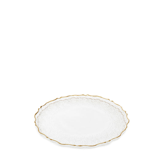 LISALA Glass Serving Plate Transparent with Gold Rim 21 cm