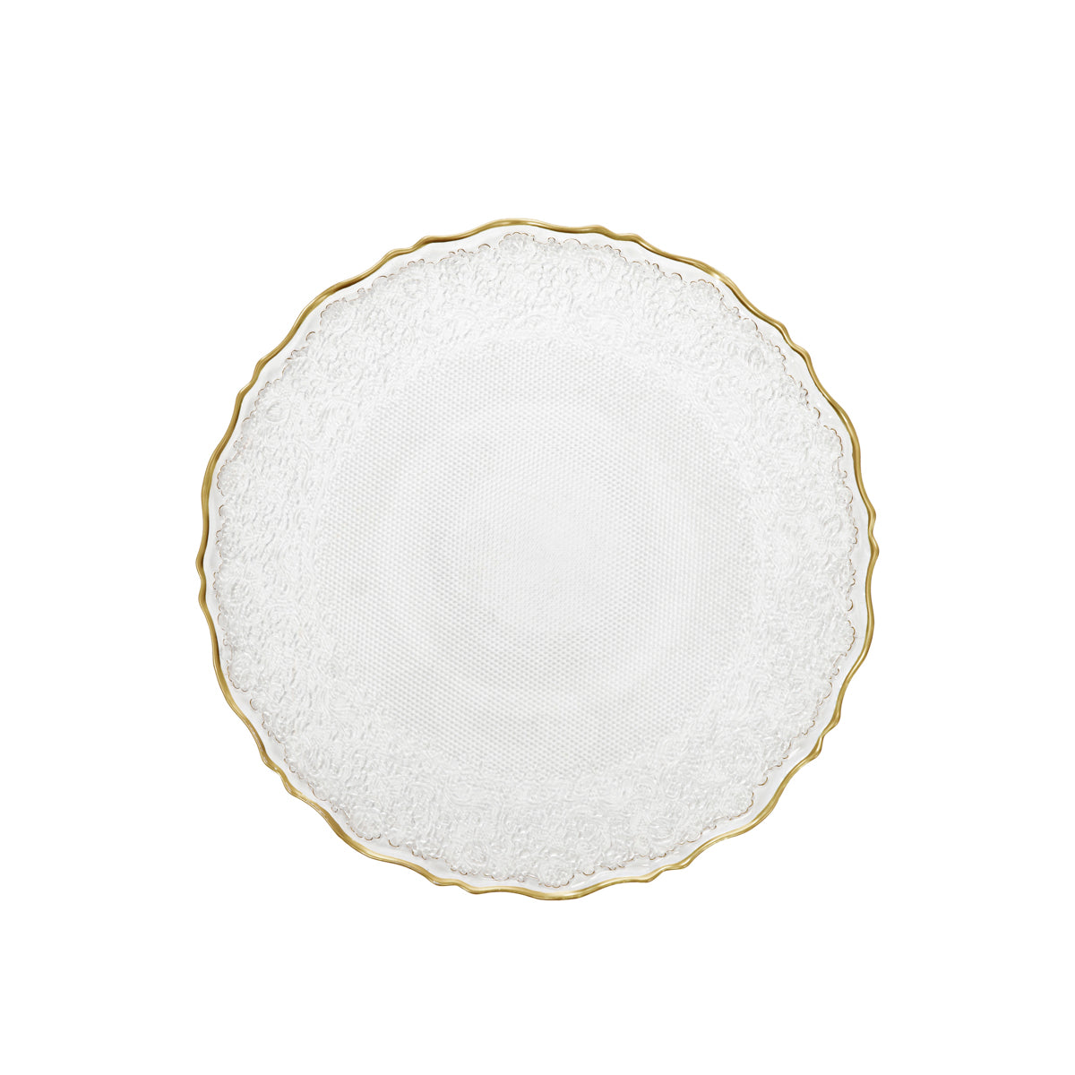 LISALA Glass Serving Plate Transparent with Gold Rim 21 cm