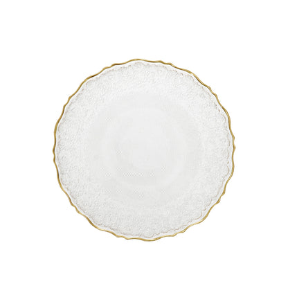 LISALA Glass Serving Plate Transparent with Gold Rim 21 cm