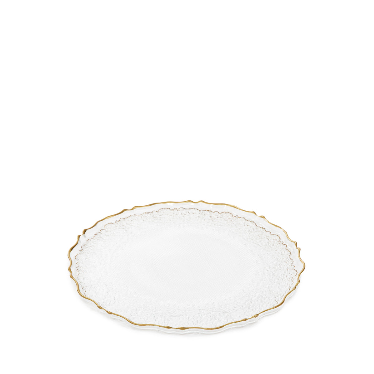 LISALA Glass Serving Plate Transparent with Gold Rim 28 cm