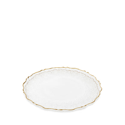 LISALA Glass Serving Plate Transparent with Gold Rim 28 cm