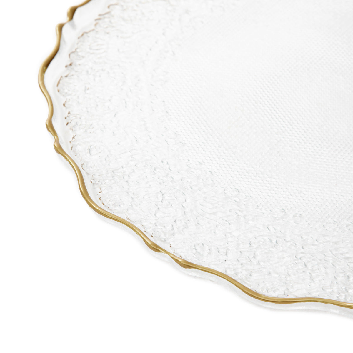 LISALA Glass Serving Plate Transparent with Gold Rim 28 cm