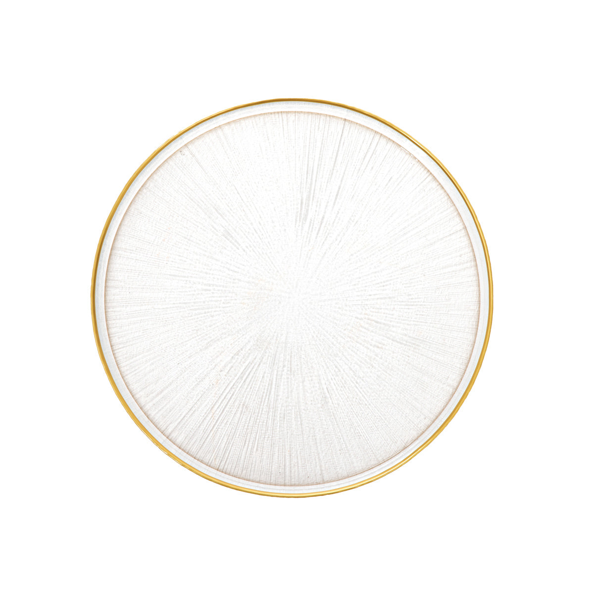 MONZE Transparent Glass Serving Plate with Gold Rim 21 cm