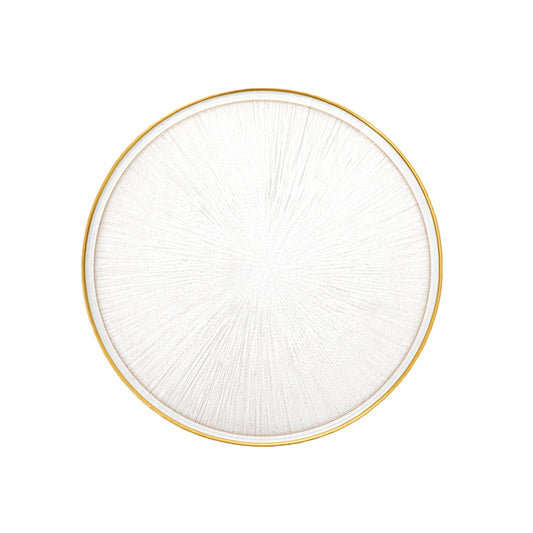 MONZE Transparent Glass Serving Plate with Gold Rim 21 cm