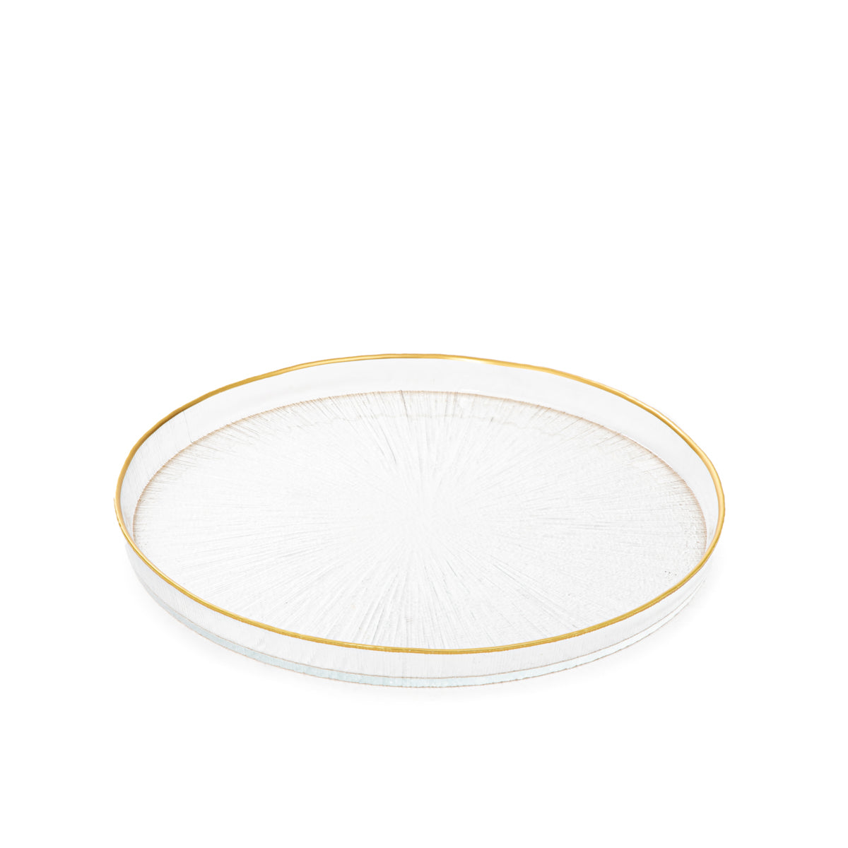 MONZE Transparent Glass Serving Plate with Gold Rim 21 cm