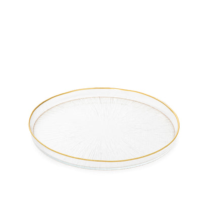 MONZE Transparent Glass Serving Plate with Gold Rim 21 cm